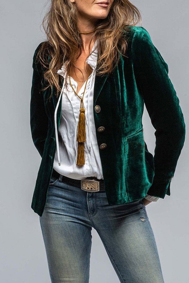 Claudette | Retro fluwelen blazer dames | Elegante slim fit jas met zakken