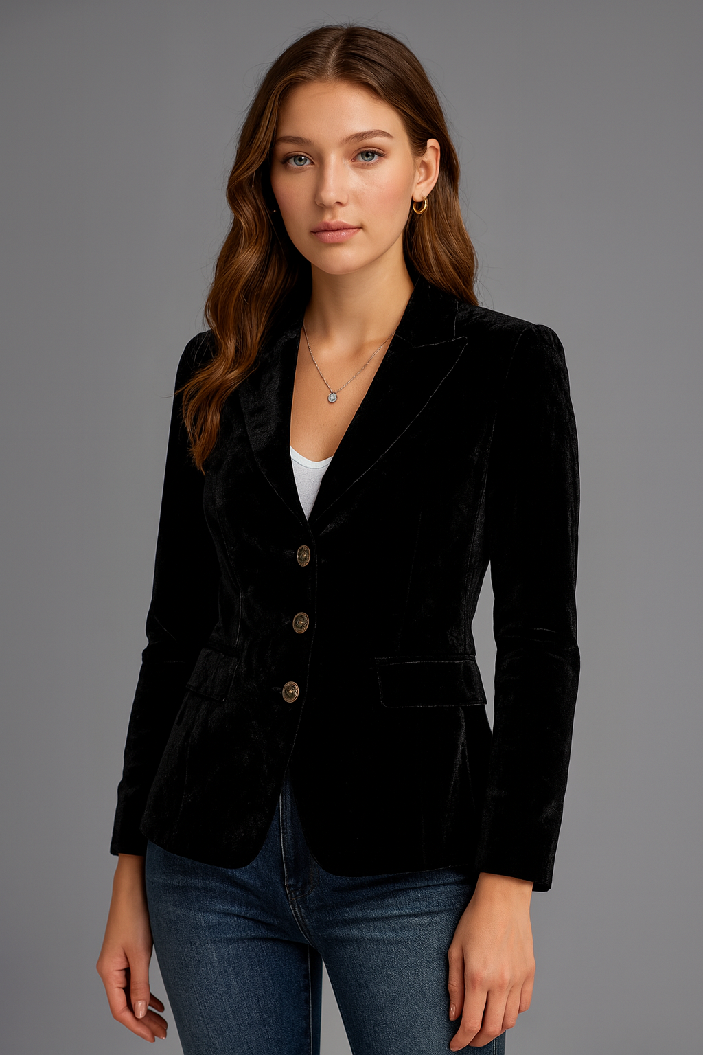 Claudette | Retro fluwelen blazer dames | Elegante slim fit jas met zakken