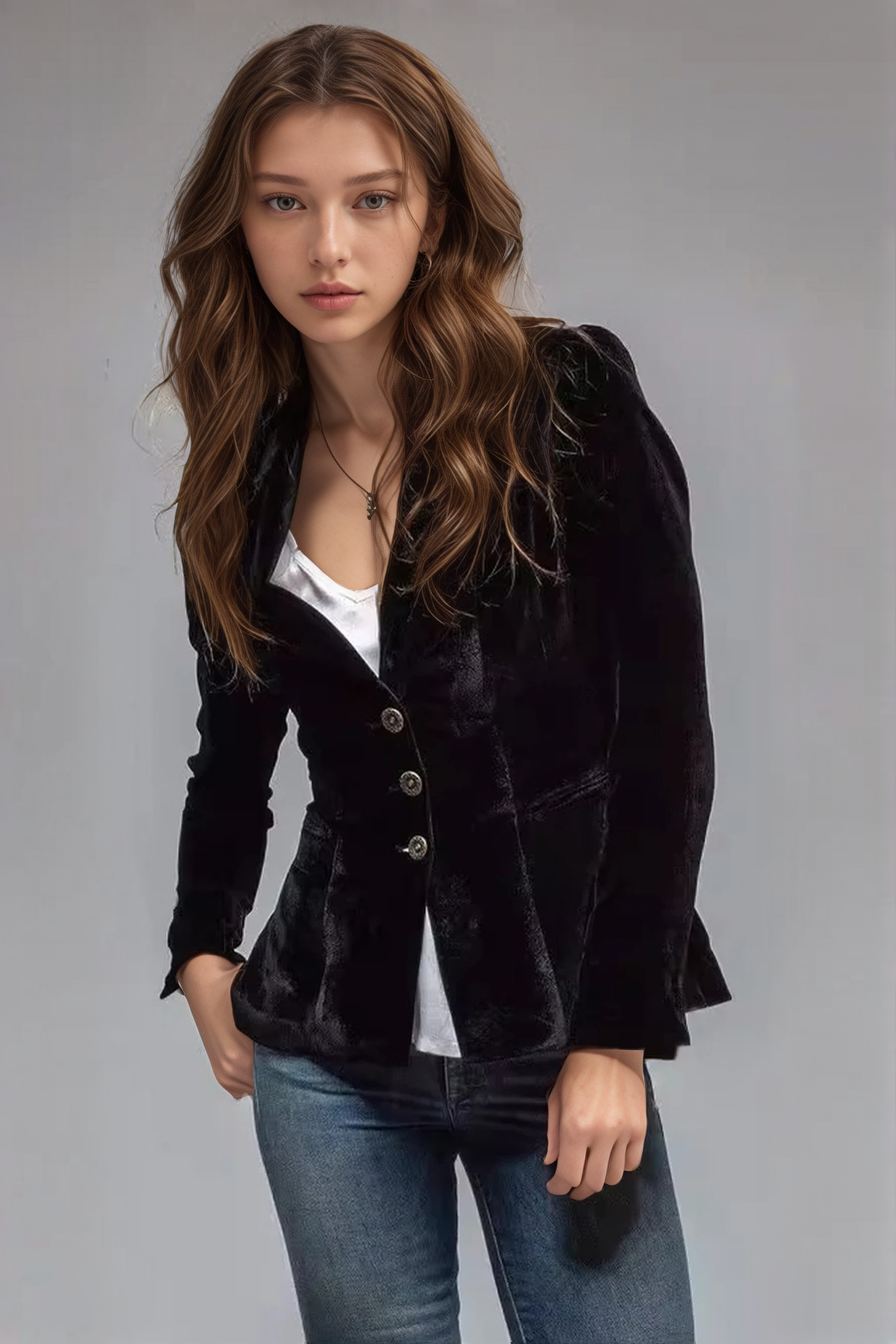 Claudette | Retro fluwelen blazer dames | Elegante slim fit jas met zakken