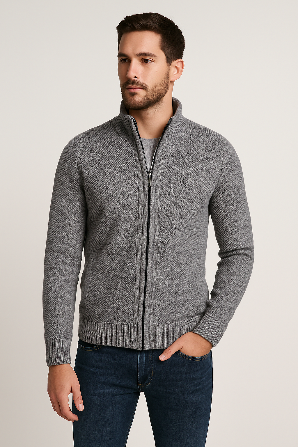 Heren Gebreide Zip-Up Jas | Comfortabele Tussenlaag | Ruben